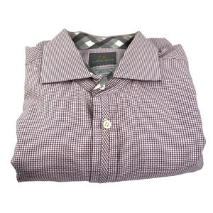 Mens Gingham Dress Shirt Long Sleeve Collared Button Up‎ Casual Formal Top